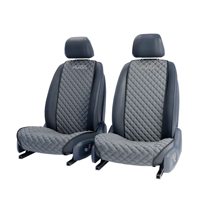 Накидки на сидения Комплект передних серых накидок с вышивкой Land Cruiser Prado